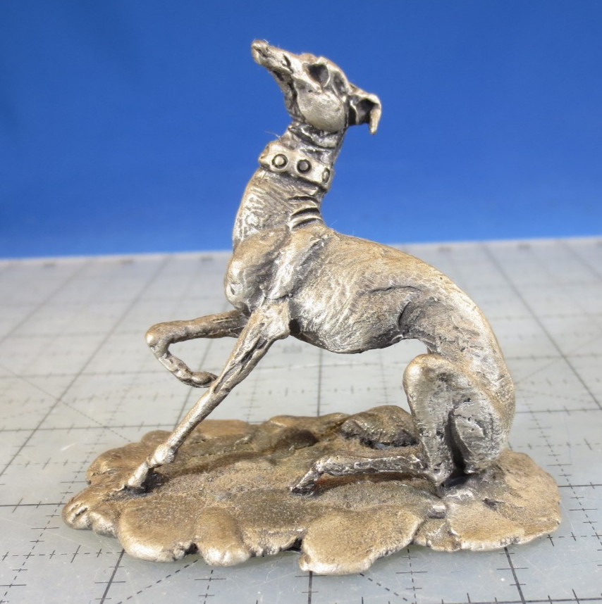 Vintage Handmade Pewter Greyhound Whippet IG Italian Greyhound Sighthound 1985