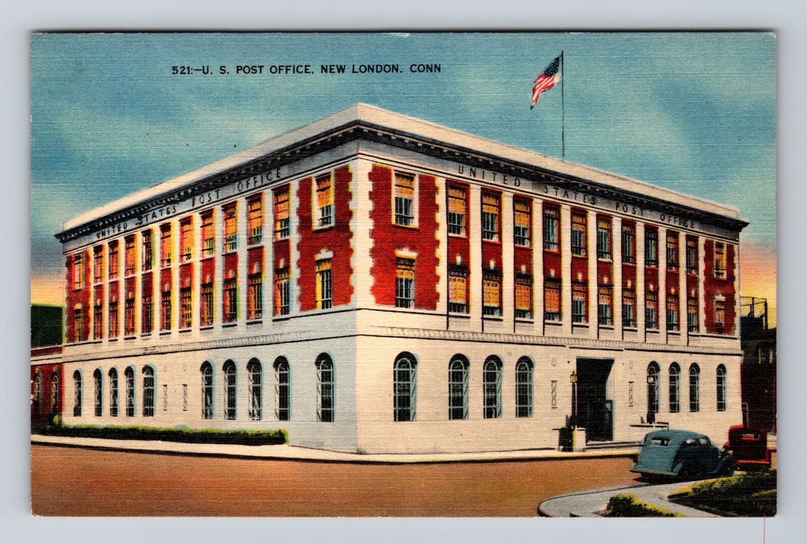 New London CT-Connecticut, United States Post Office, Vintage c1952 Postcard