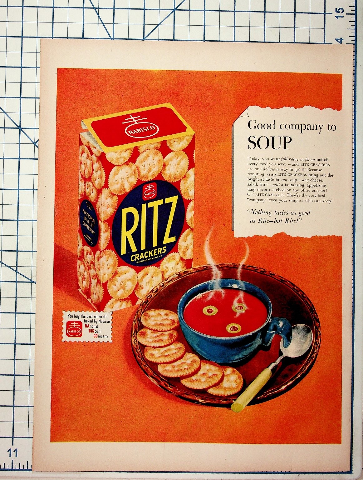 Vintage 1940s Nabisco Ritz Crackers Soup Food Magazine Ad Ephemera Vintage 1940s Nabisco Ritz Crackers Soup Food Magazine Ad Ephemera