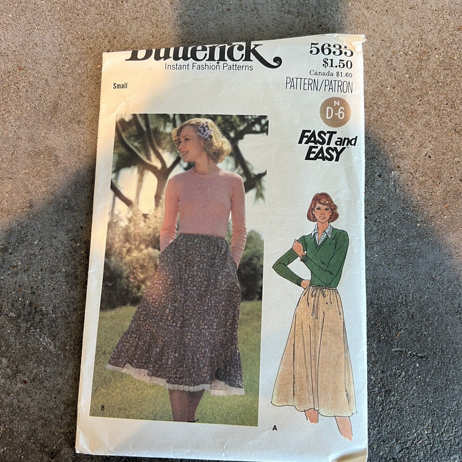 Vintage 70s Butterick 5633 Misses Skirt SZ Small