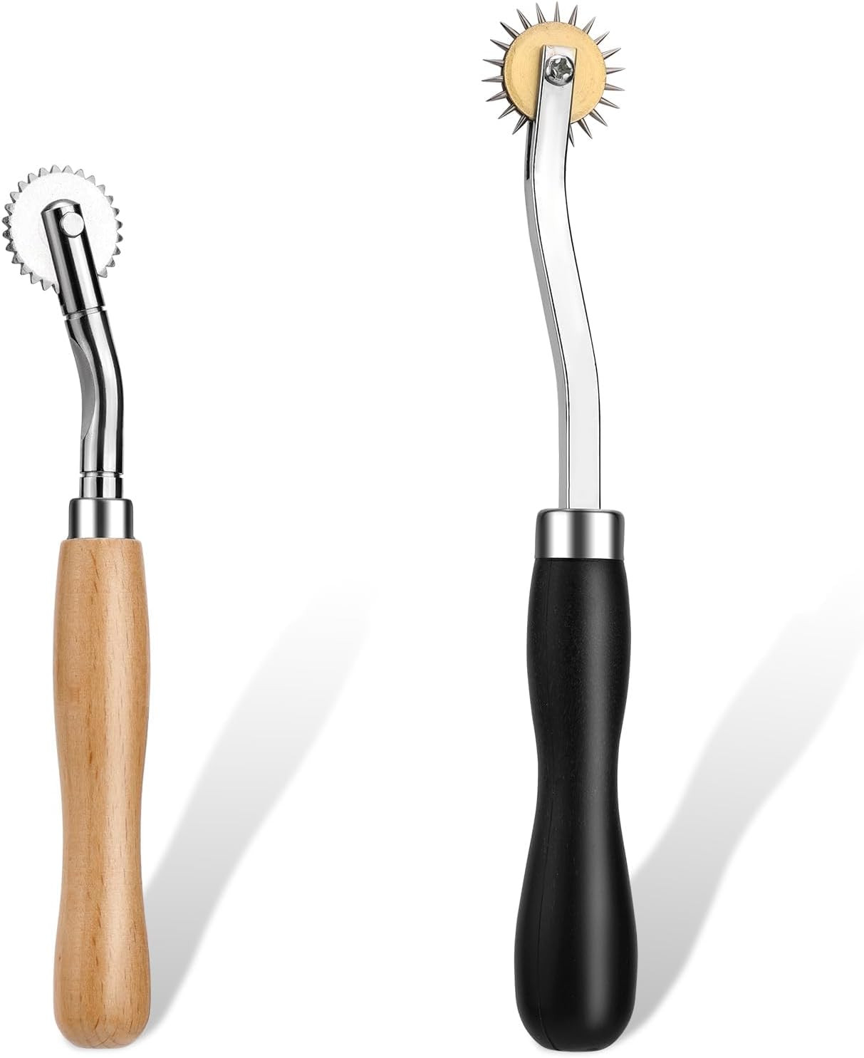 2 PCS Tracing Wheel with Wooden Handle Stainless Steel Pounce Wheel Point Sewing