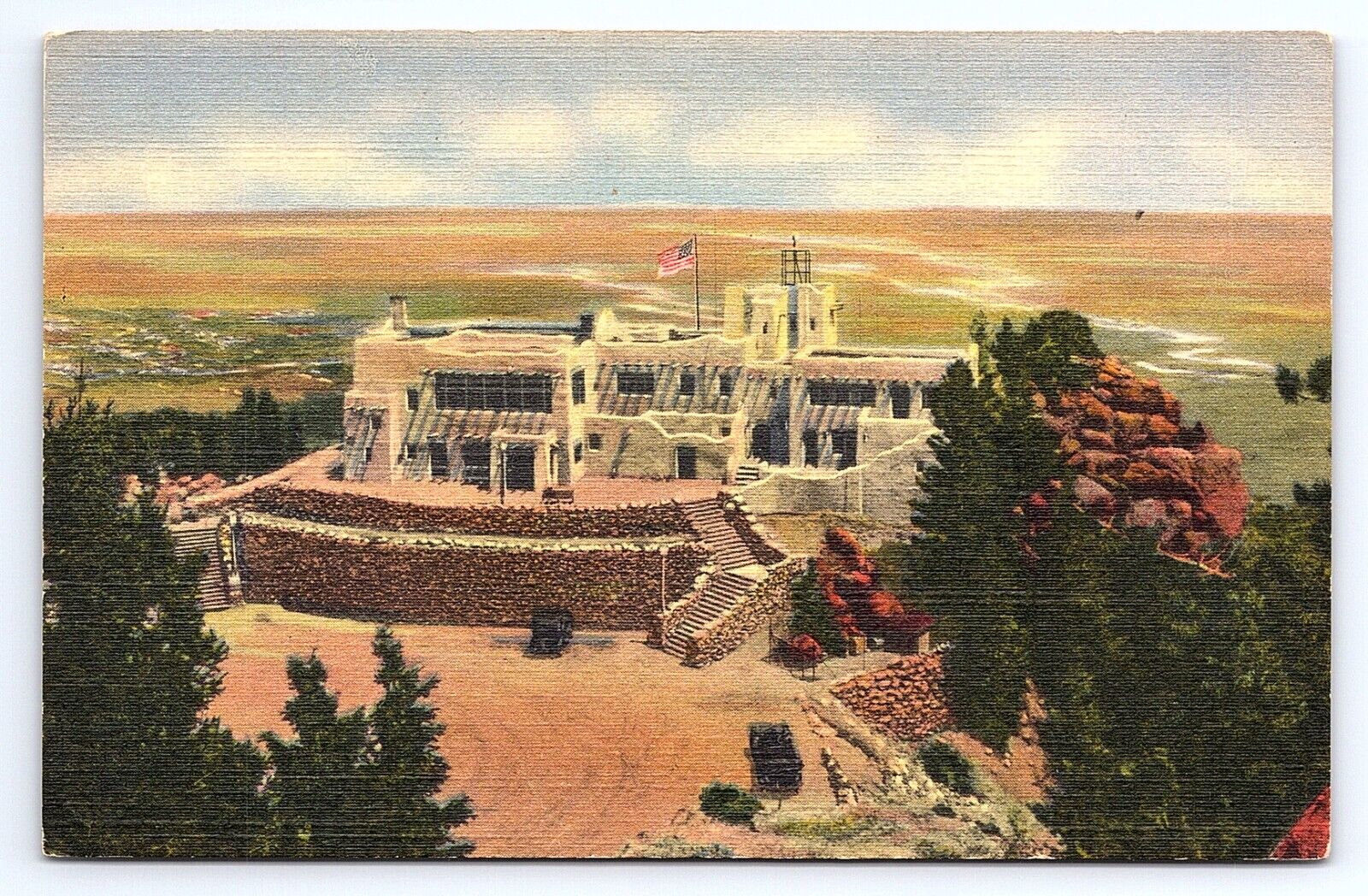 Postcard Cheyenne Lodge on Mountain Terminus Broadmoor Mountain Highway Wyoming