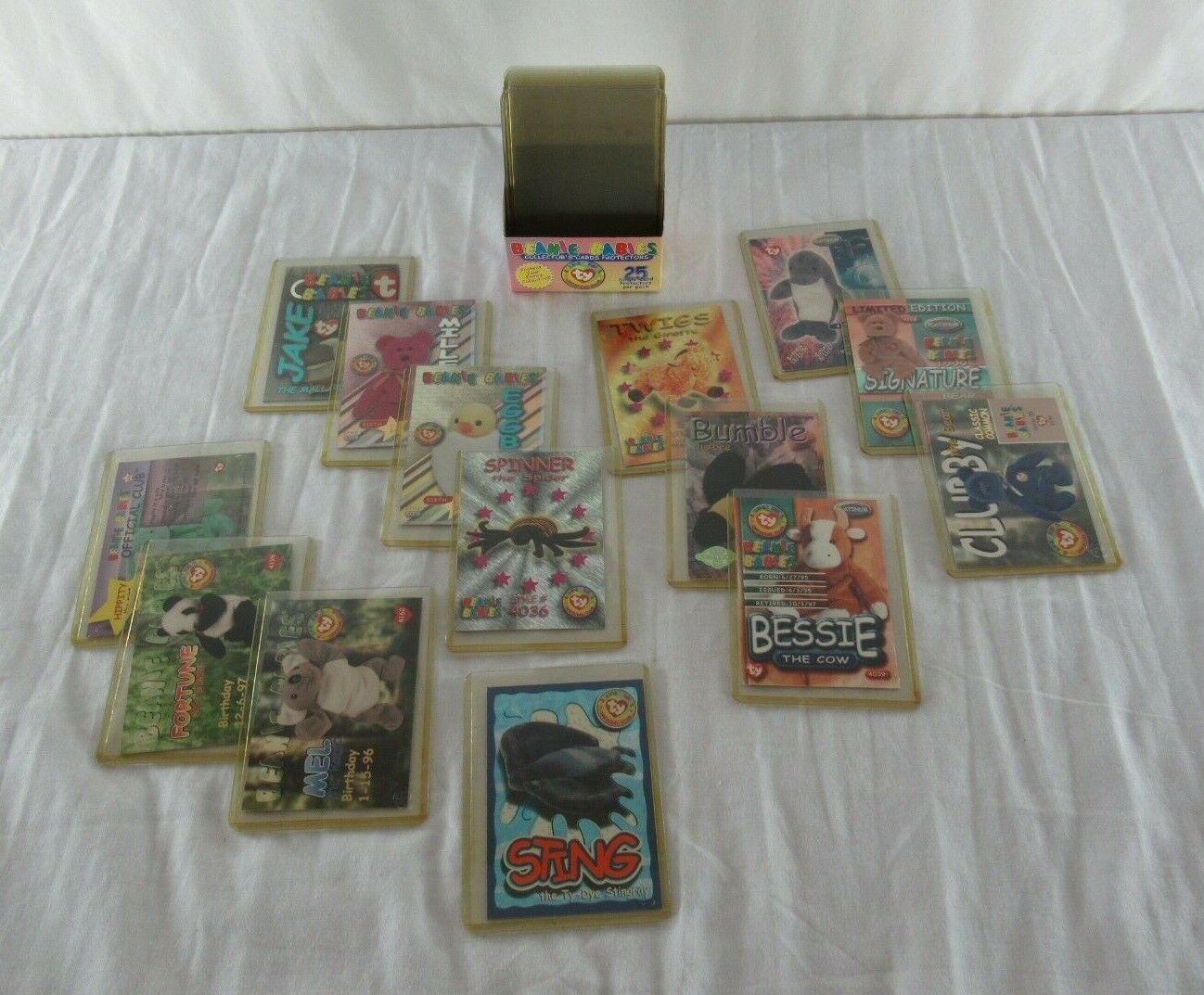 Beanie Babies Trading Cards lot of 14 + Extra Card Protectors Ty 1999 Vintage
