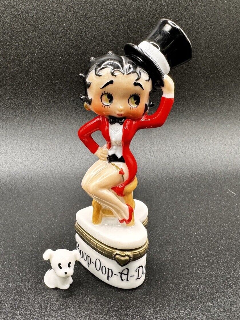 “Betty Boop with White Dog” PHB Midwest Cannon Falls Porcelain Heart Trinket Box
