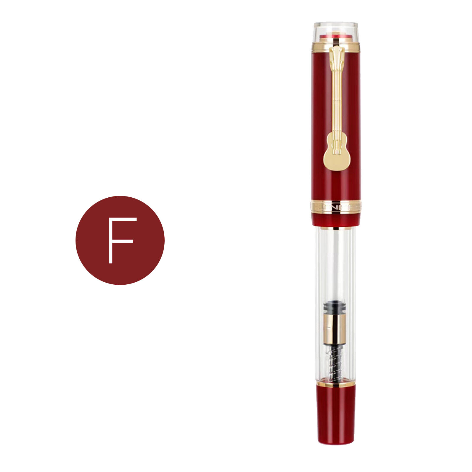 Jinhao 1935 Fountain Pen #8 F/M Nib with Guitar Clip Red Resin Writing Gift PebX