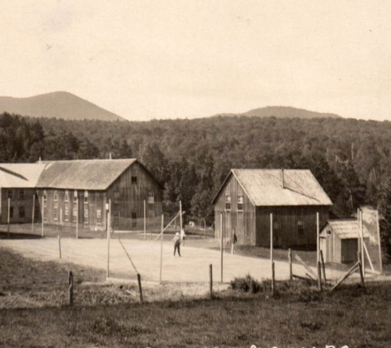 Kennebago Lake ME Tennis Court Camp Hotel RPPC Real Photo Postcard