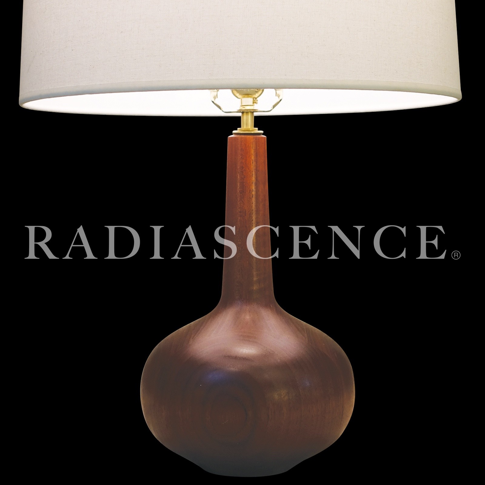 DANISH MID CENTURY MODERN TURNED STAVED WALNUT GENIE BOTTLE TABLE LAMP DANSK
