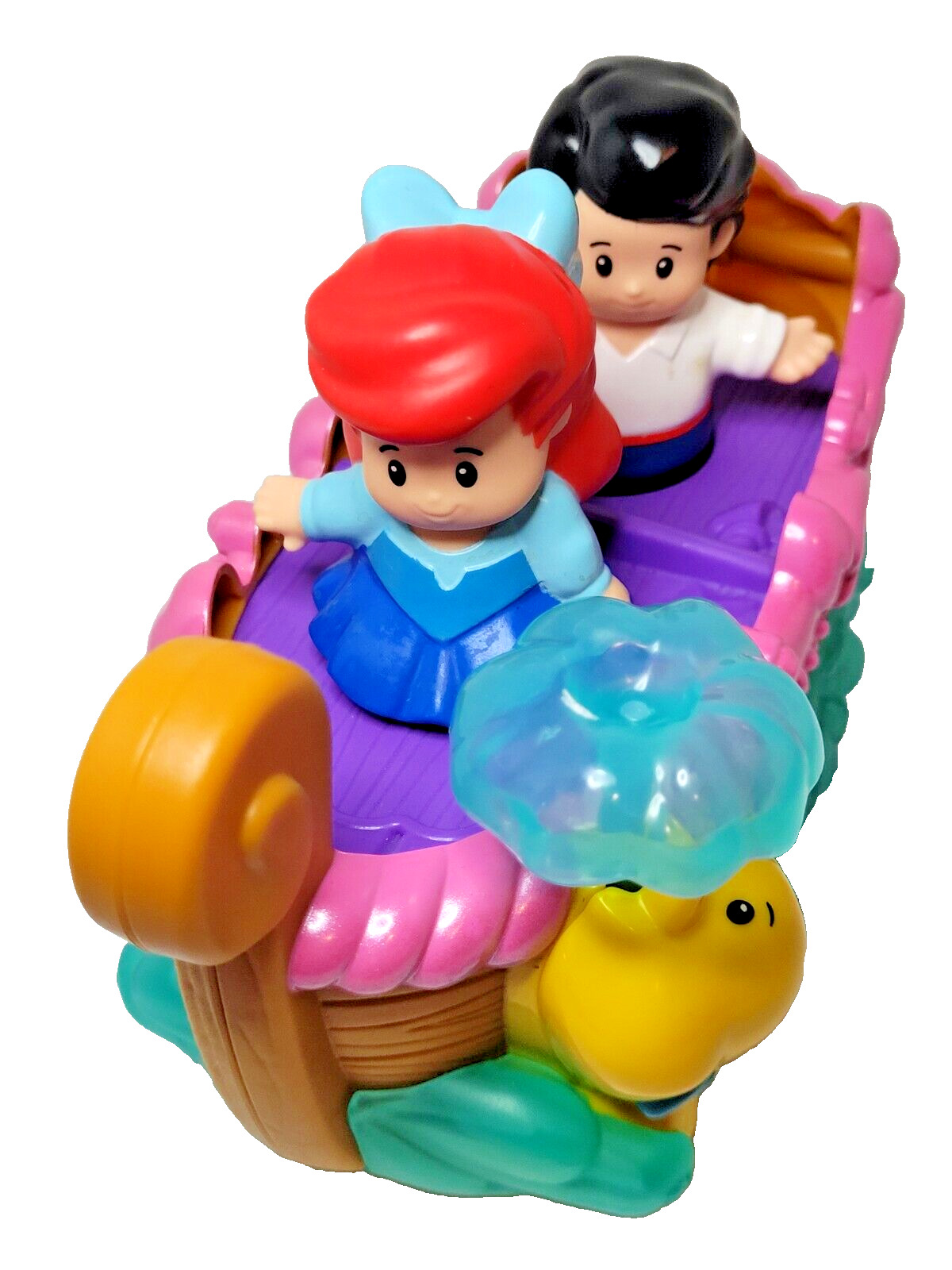 RARE Fisher Price Little People ARIEL'S BOAT RIDE w/Flounder Prince Eric