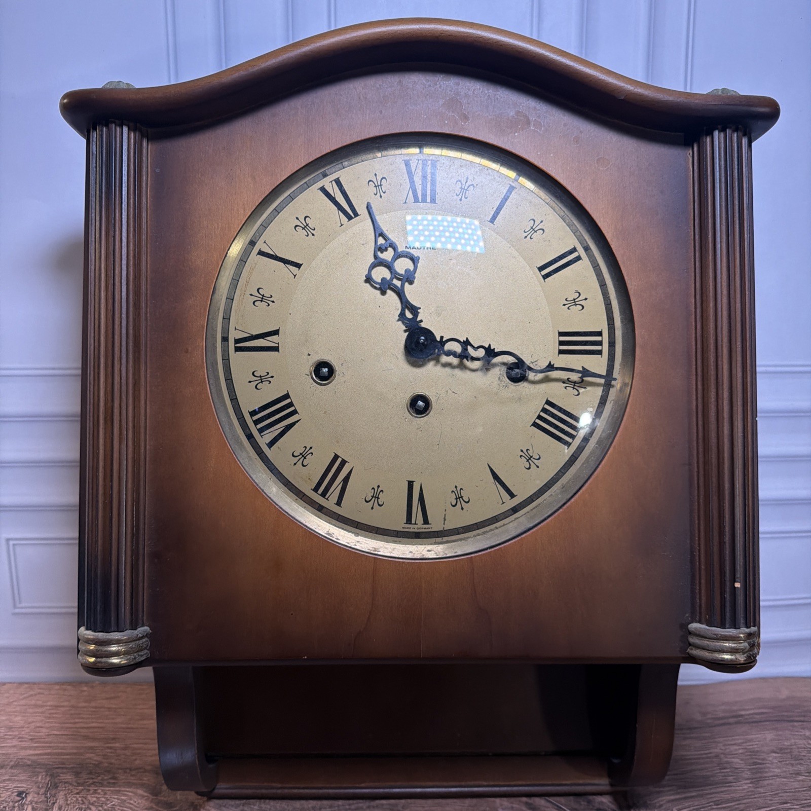 AS IS Antique Mauthe German Chiming Wall Clock Pendulum 1986 Overhaul Dial Wear