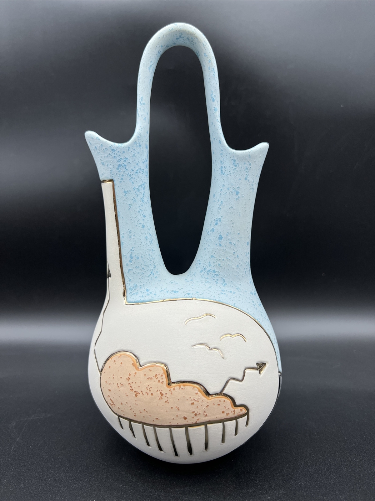 Sandstone Pottery Double Bud Vase, Made in South Dakota