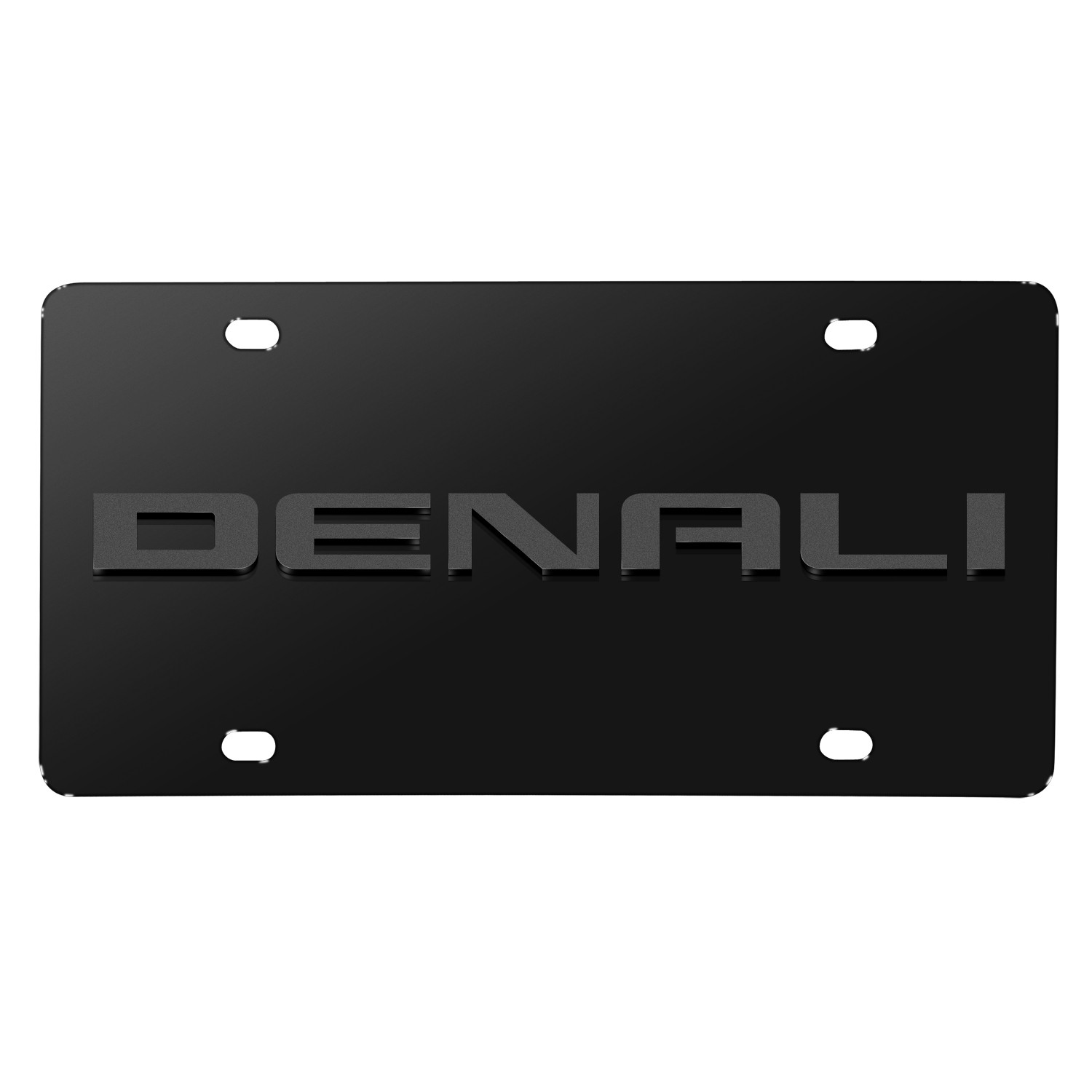 GMC Denali 3D Gray Name Logo on Black Stainless Steel License Plate