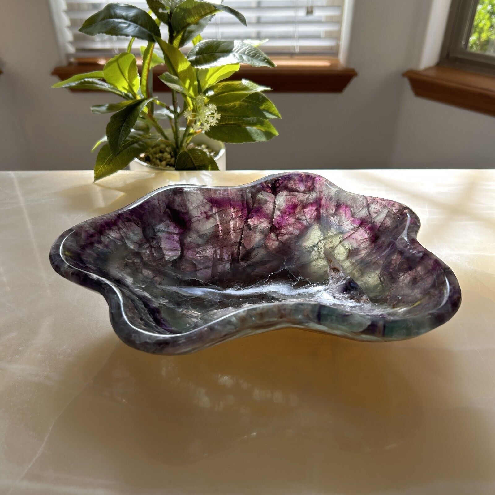 Fluorite Stone Bowl | Green & Purple decorative Onyx Bowl MFB01