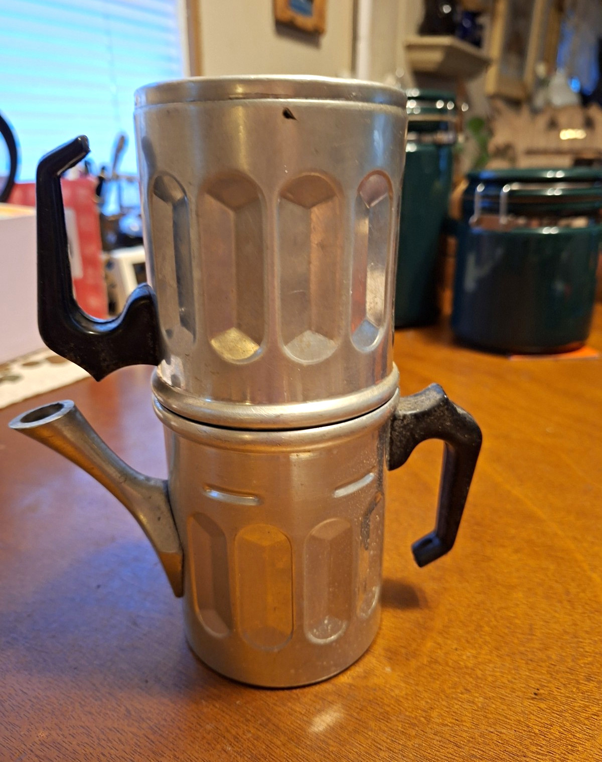 Vintage Neapolitan Flip Coffee Maker 4-Cup Made in Italy Aluminum Cuccumella 60s Vintage Neapolitan Flip Coffee Maker 4-Cup Made in Italy Aluminum Cuccumella 60s