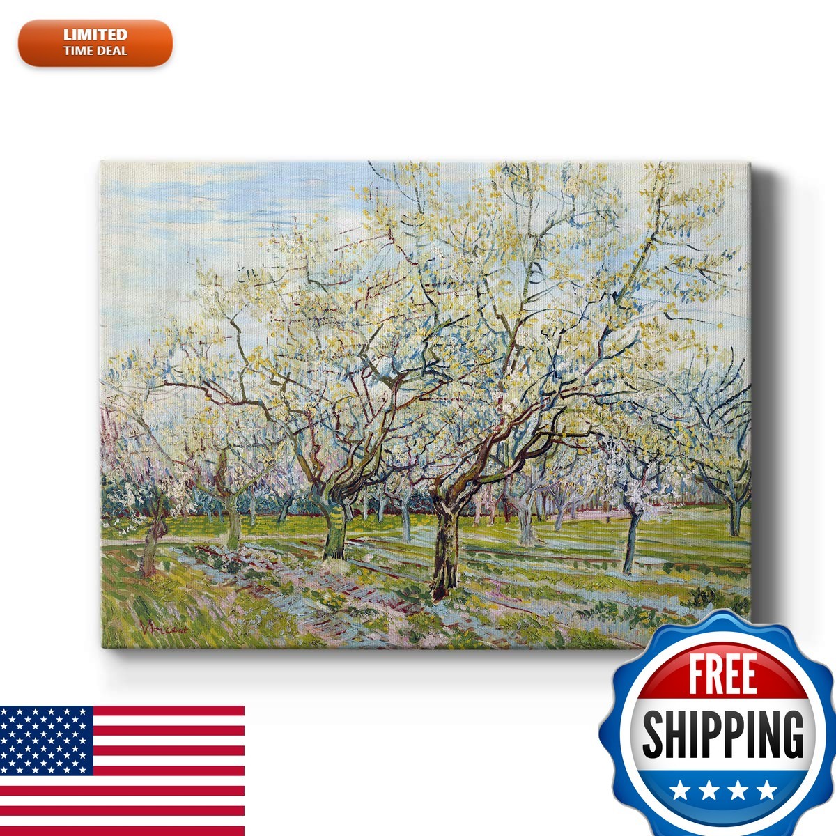 Renditions Gallery The White Orchard by Vincent Van Gogh Canvas 36x48 in Renditions Gallery The White Orchard by Vincent Van Gogh Canvas 36x48 in