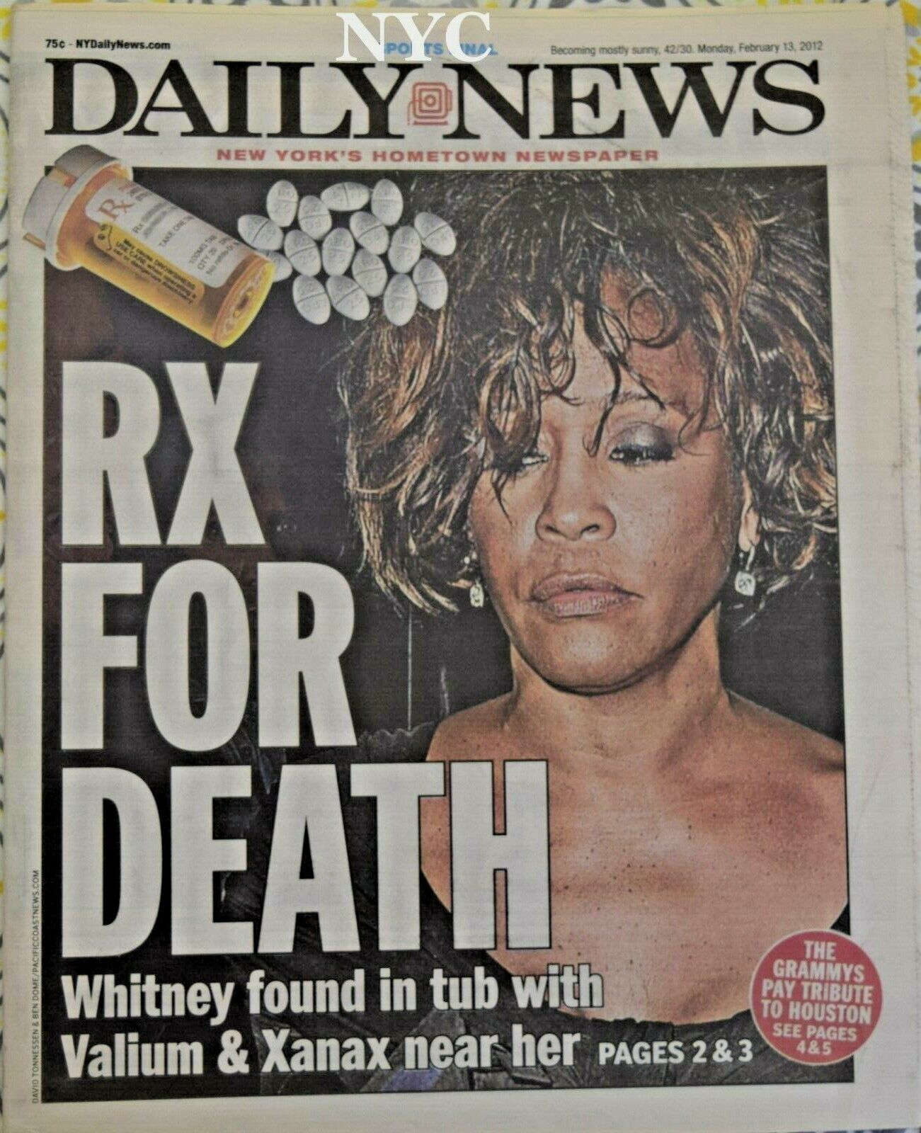 Whitney Houston Rx For Death Ny Daily News February 13 2012 🔥