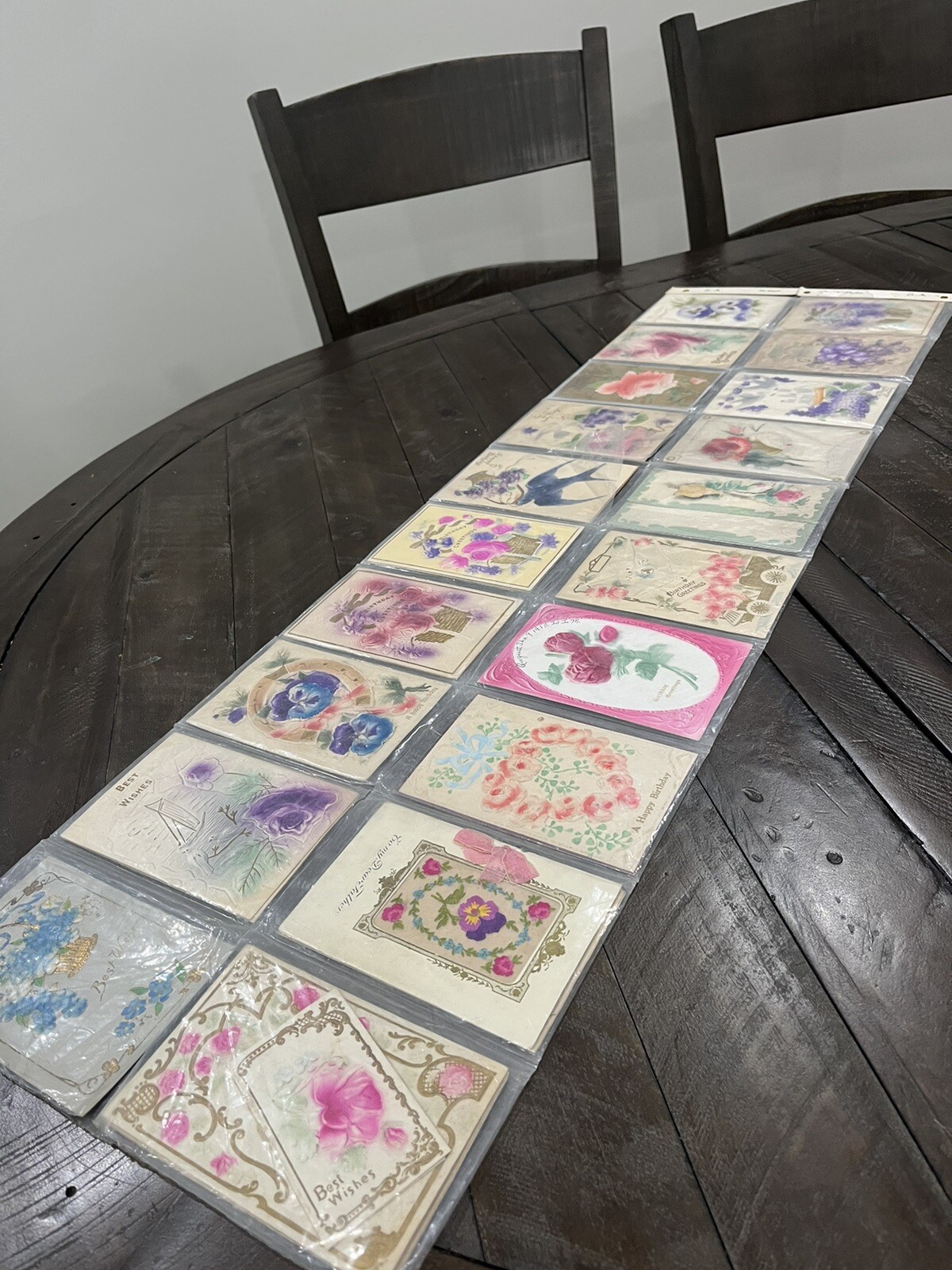 Antique Embossed Floral Birthday Postcards 1910 - 1920s Lot of 37 In Display Antique Embossed Floral Birthday Postcards 1910 - 1920s Lot of 37 In Display