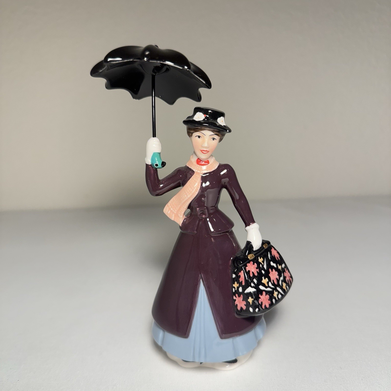 Rare Disney Mary Poppins Porcelain Figurine Brocade Print Bag