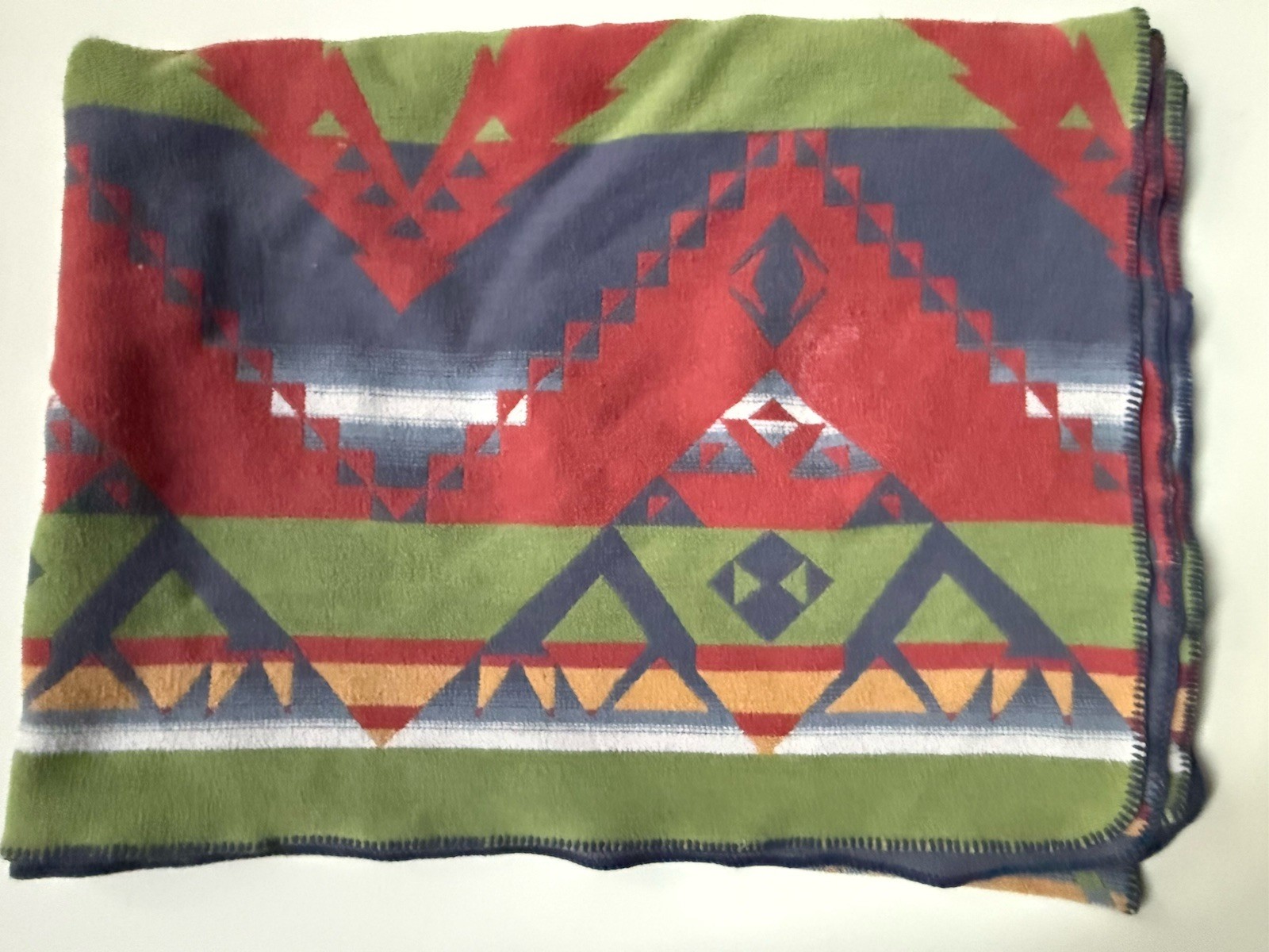 *AS-IS RARE Vintage RALPH LAUREN Aztec BLANKET Pink Blue Green SOUTHWEST 62 X 93