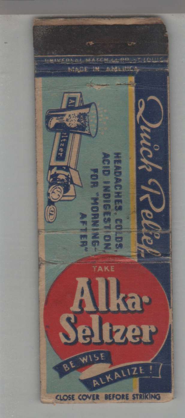 Matchbook Cover - Alka Seltzer Be Wise Alkalize