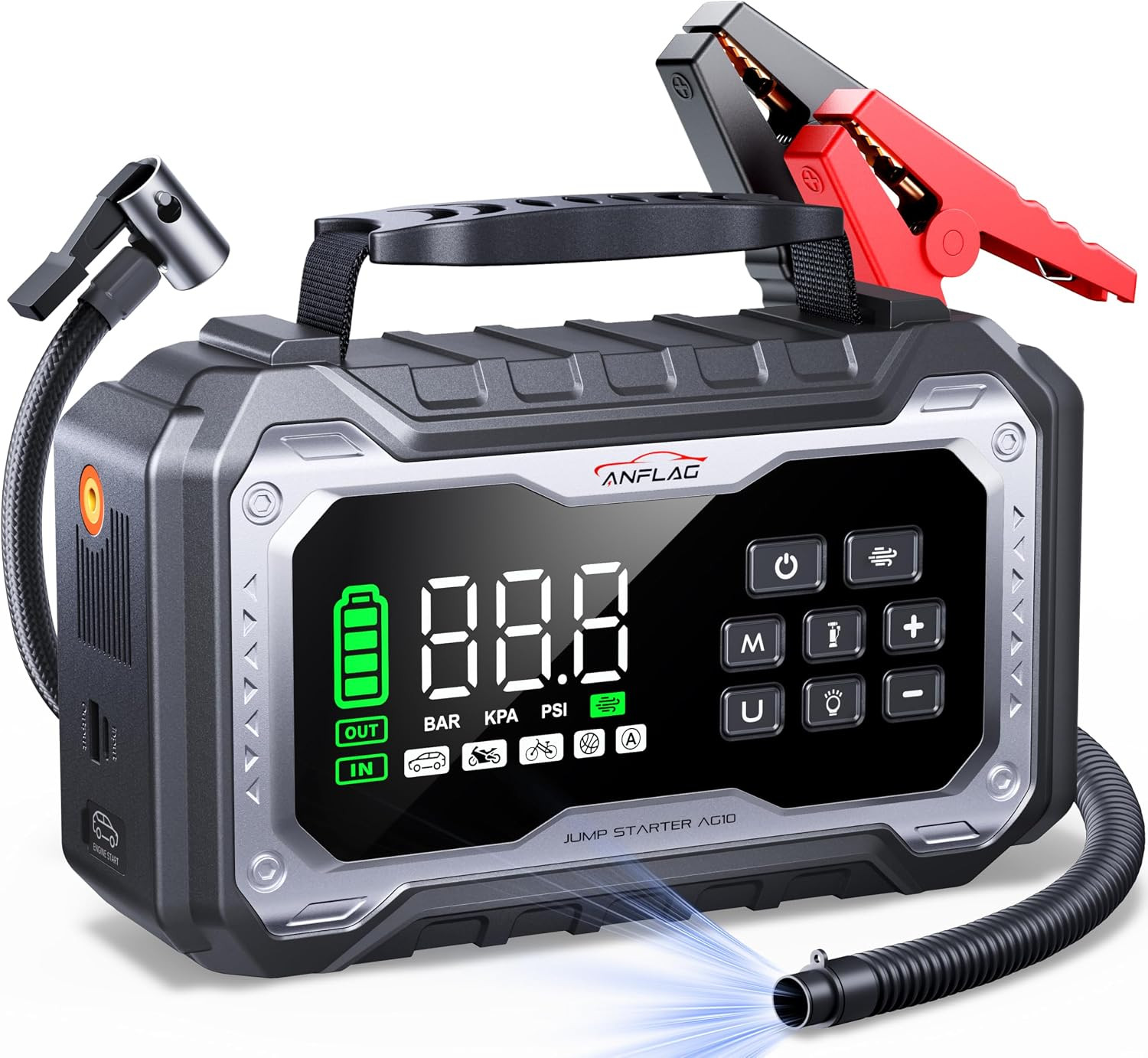 Car Battery Jump Starter with Air Compressor, 8000A Battery Jumper Starter Porta