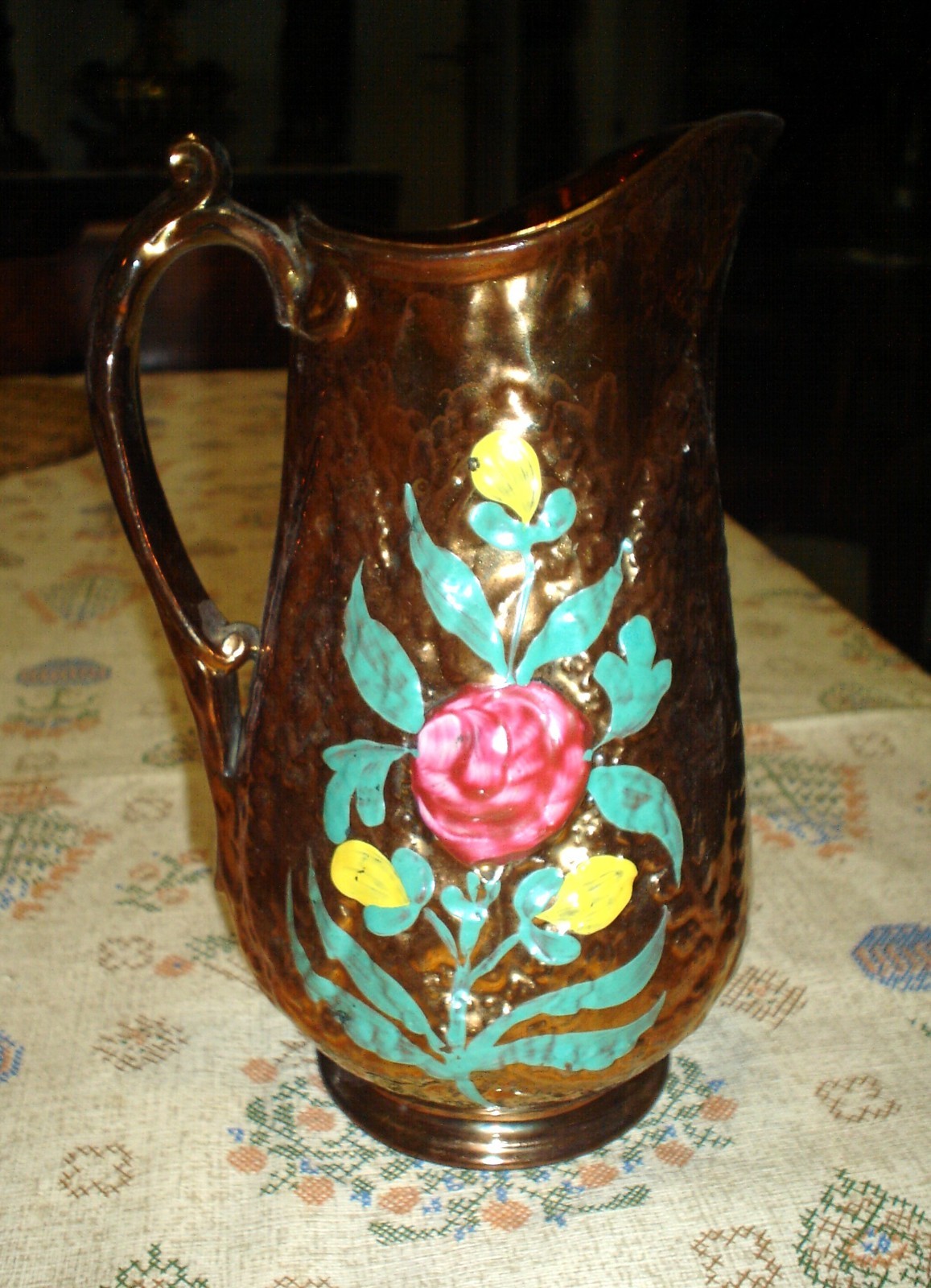 Wonderful Antique Early 1800's Copper Luster Pitcher