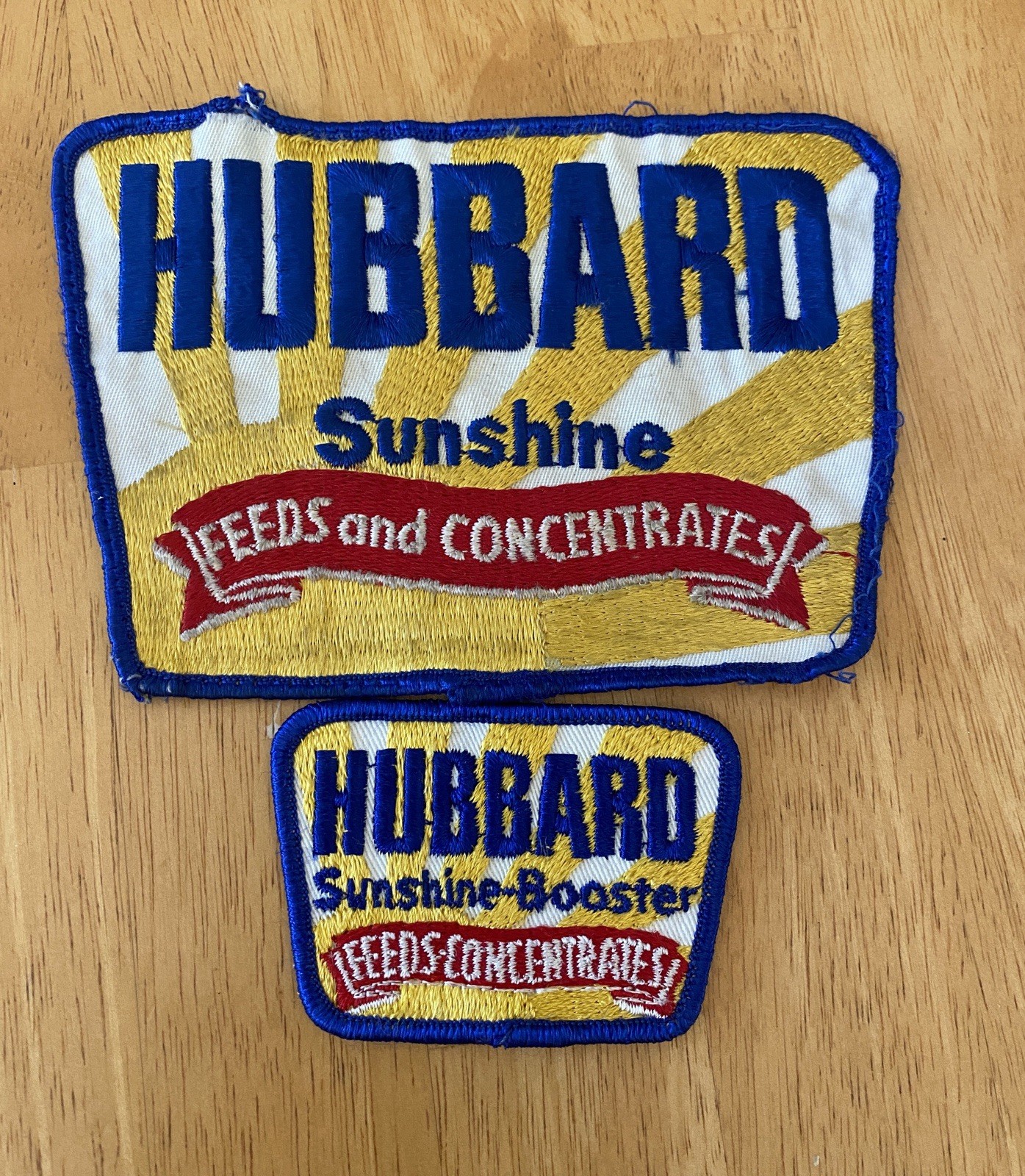Vintage Hubbard Sunshine Booster Feeds Embroidered Uniform Patch Set Mankato, MN