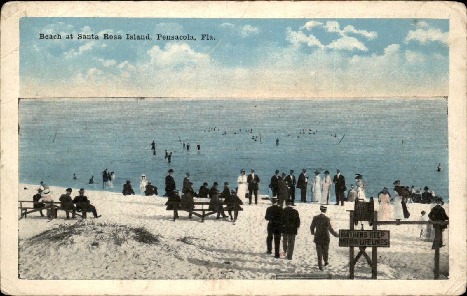 Pensacola FL Beach Santa Rosa Island E. C. Kropp Co. c1910 Vintage Postcard