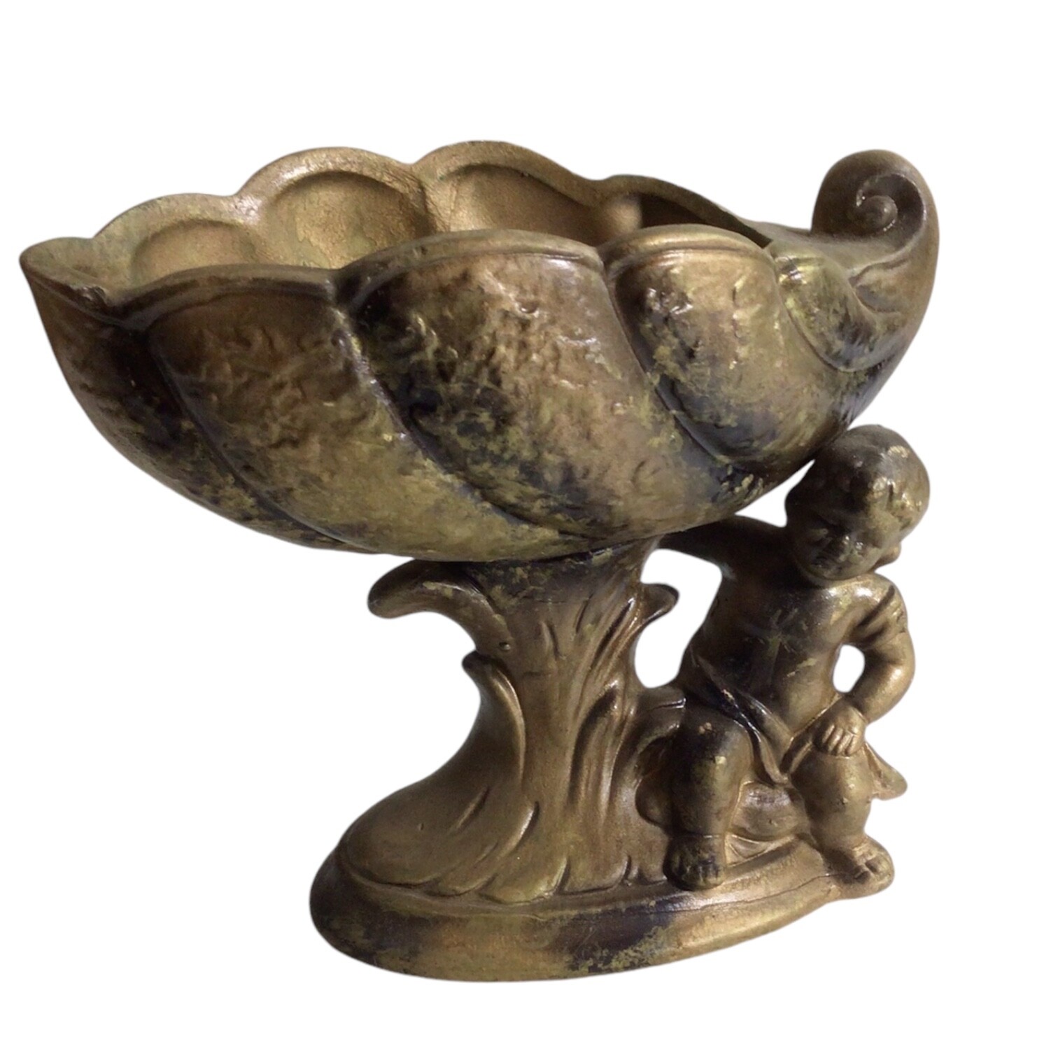 Vintage Ardco Cherub Shell Compote Trinket Dish Soap Holder Planter Gold Tone Vintage Ardco Cherub Shell Compote Trinket Dish Soap Holder Planter Gold Tone