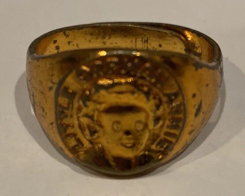 Little Orphan Annie Adjustable Child's Premium Ring 1930’s Copper Color Vintage