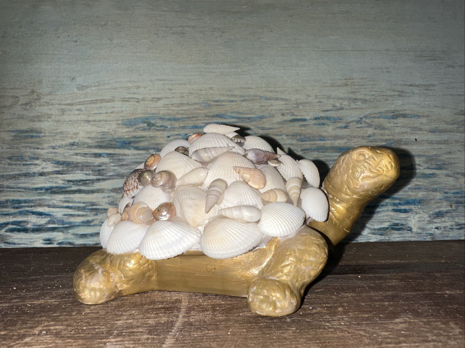 Ceramic Turtle Covered In Seashells 5”x 4” x 2.5”