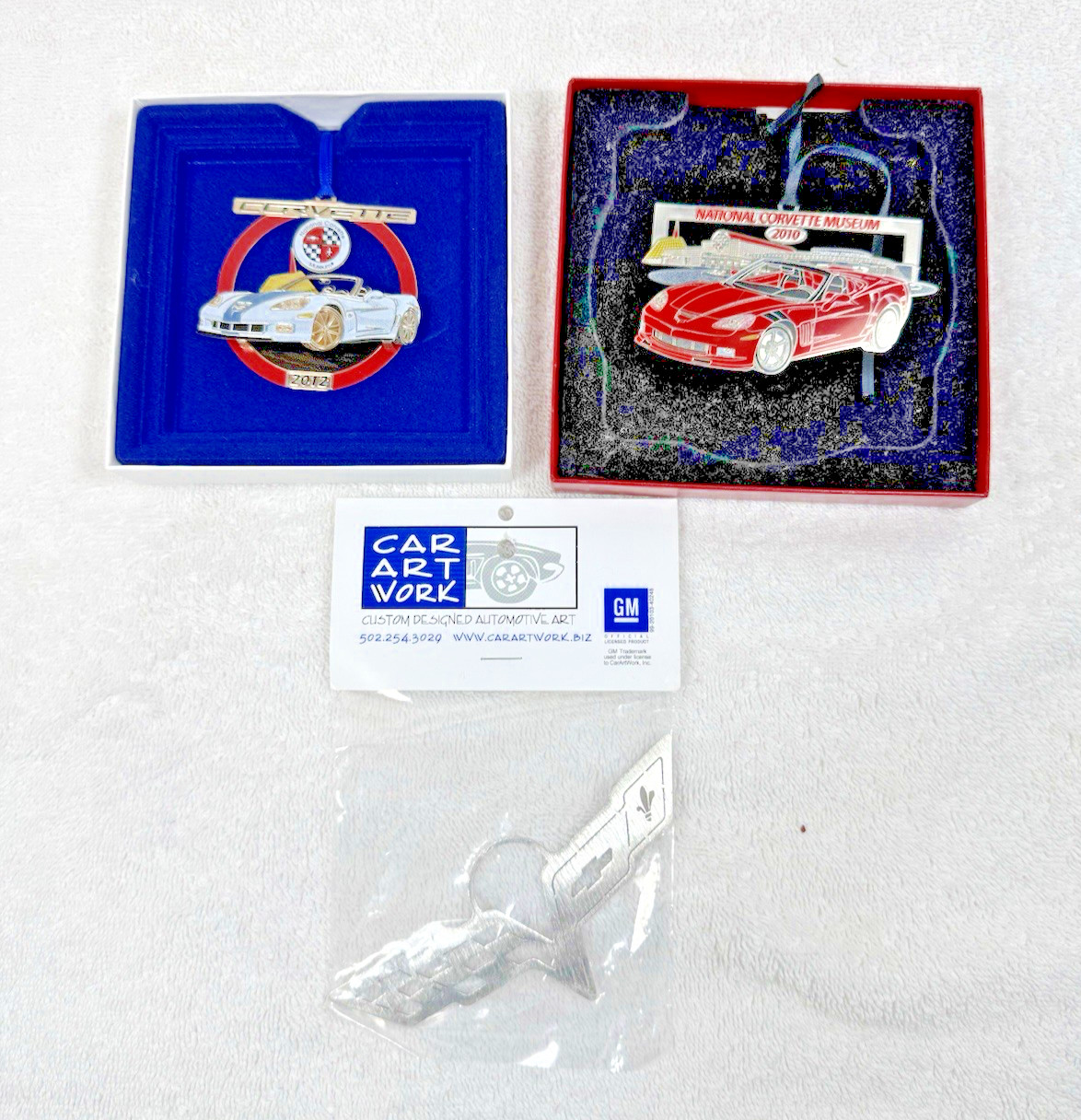 2010 & 2012 Corvette National Corvette Museum Christmas Ornament + extra C6 embr