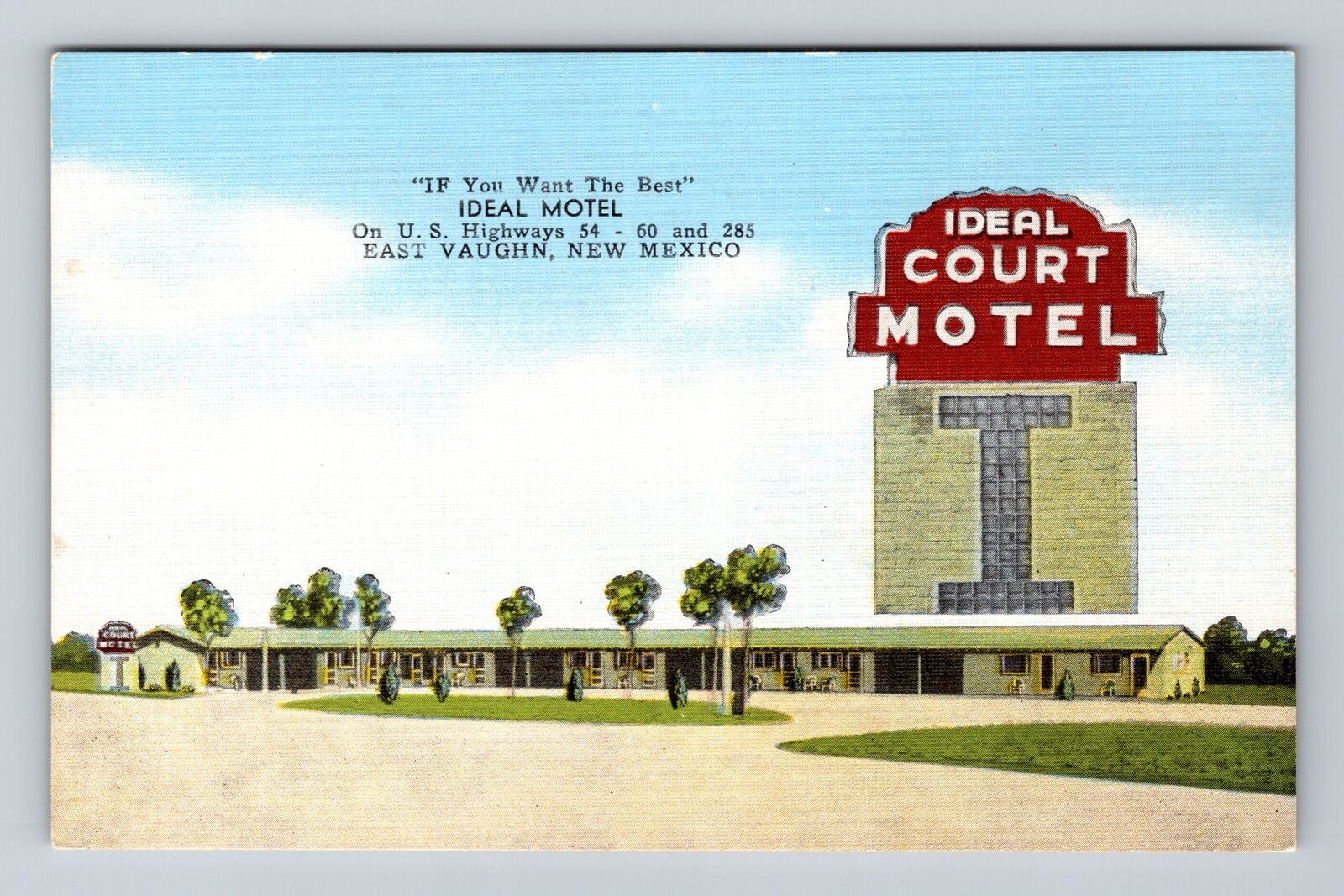East Vaughn NM-New Mexico, Ideal Motel, Advertising, Antique Vintage Postcard