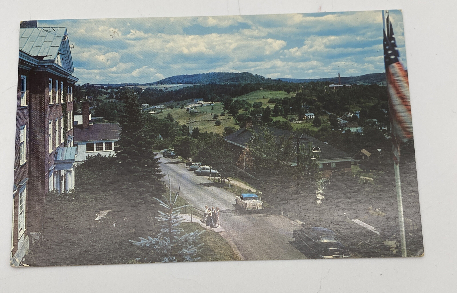 Vtg Oneonta NY Postcard Airel View from Hartwick College on Oyaron Hill 1950s