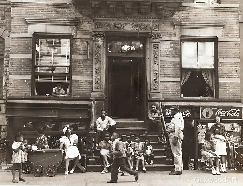 1930s HARLEM TENEMENT in SUMMER, NY City Street Scene, Vintage Photo Reprint