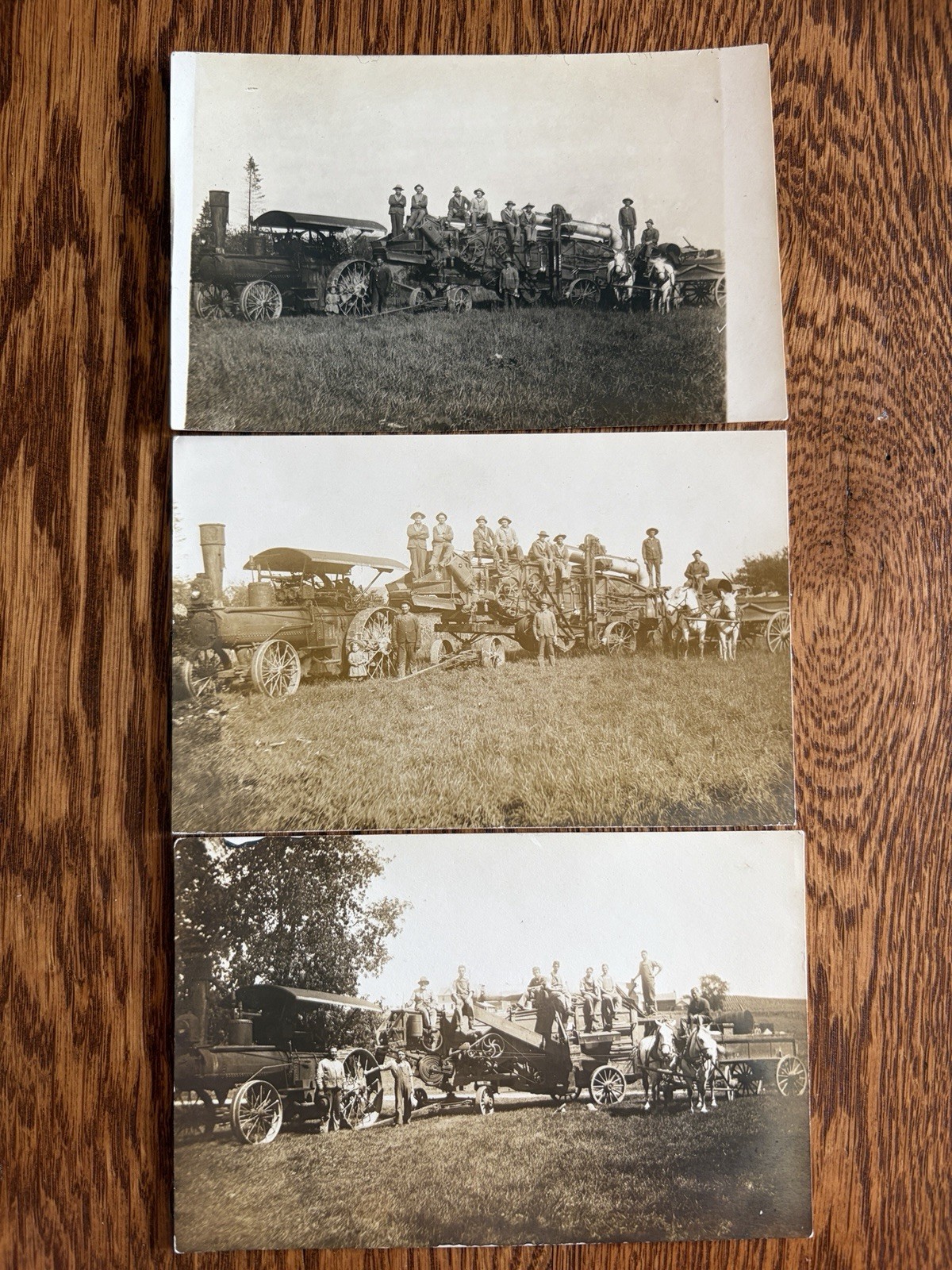 SAME Threshing Crew RPPC Postcard 16hp Reeves Steam Engine RUMELY Random Lake WI