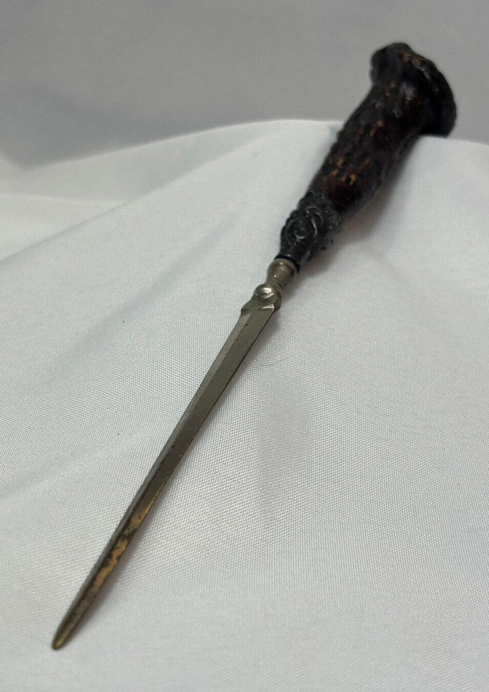 1887 Berry Bros Varnish Letter Opener Detroit Victorian Sterling Silver & Antler