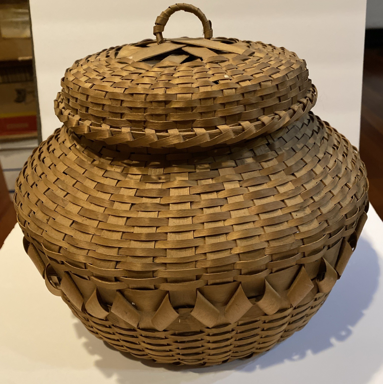 Vintage Micmac Wabanaki Lidded Basket Penobscot Maine Native American