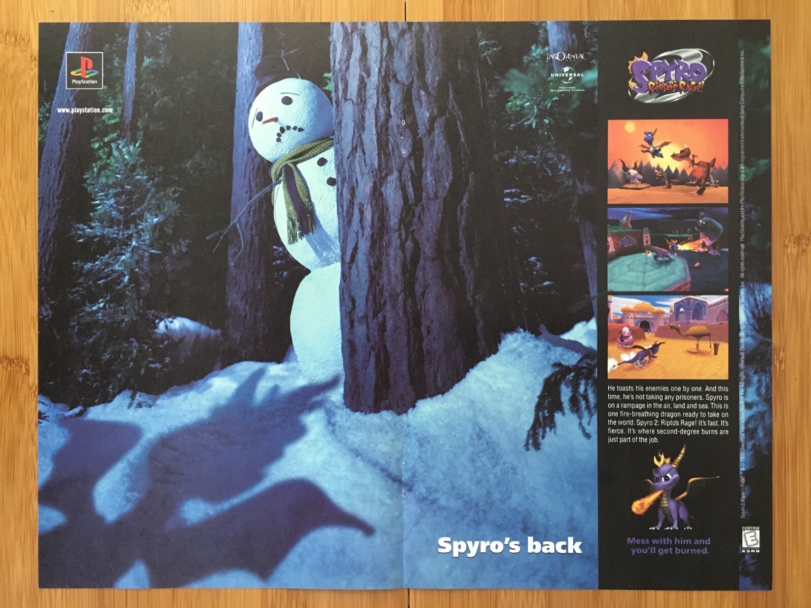 1999 Spyro 2 Ripto\'s Rage PS1 Playstation 1 Print Ad/Poster Spyro the Dragon Art