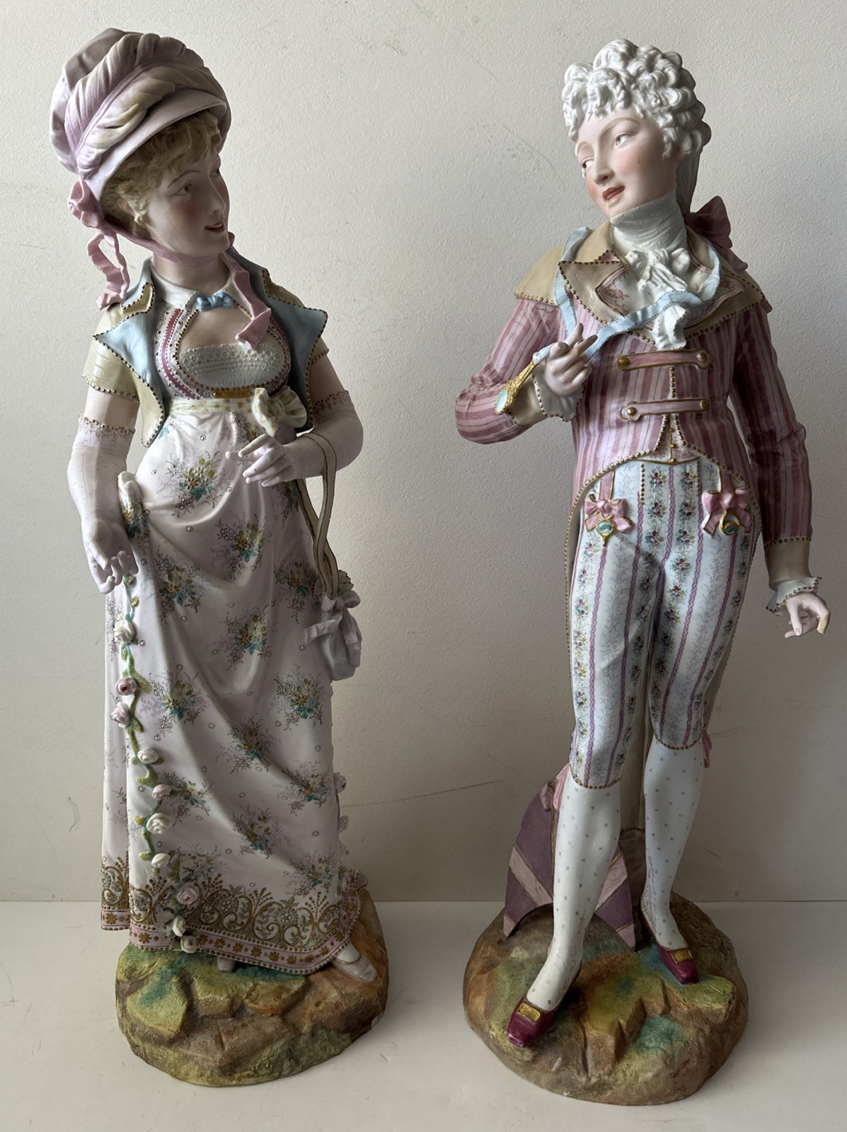 Pair Large Antique French Bisque Figures 23\
