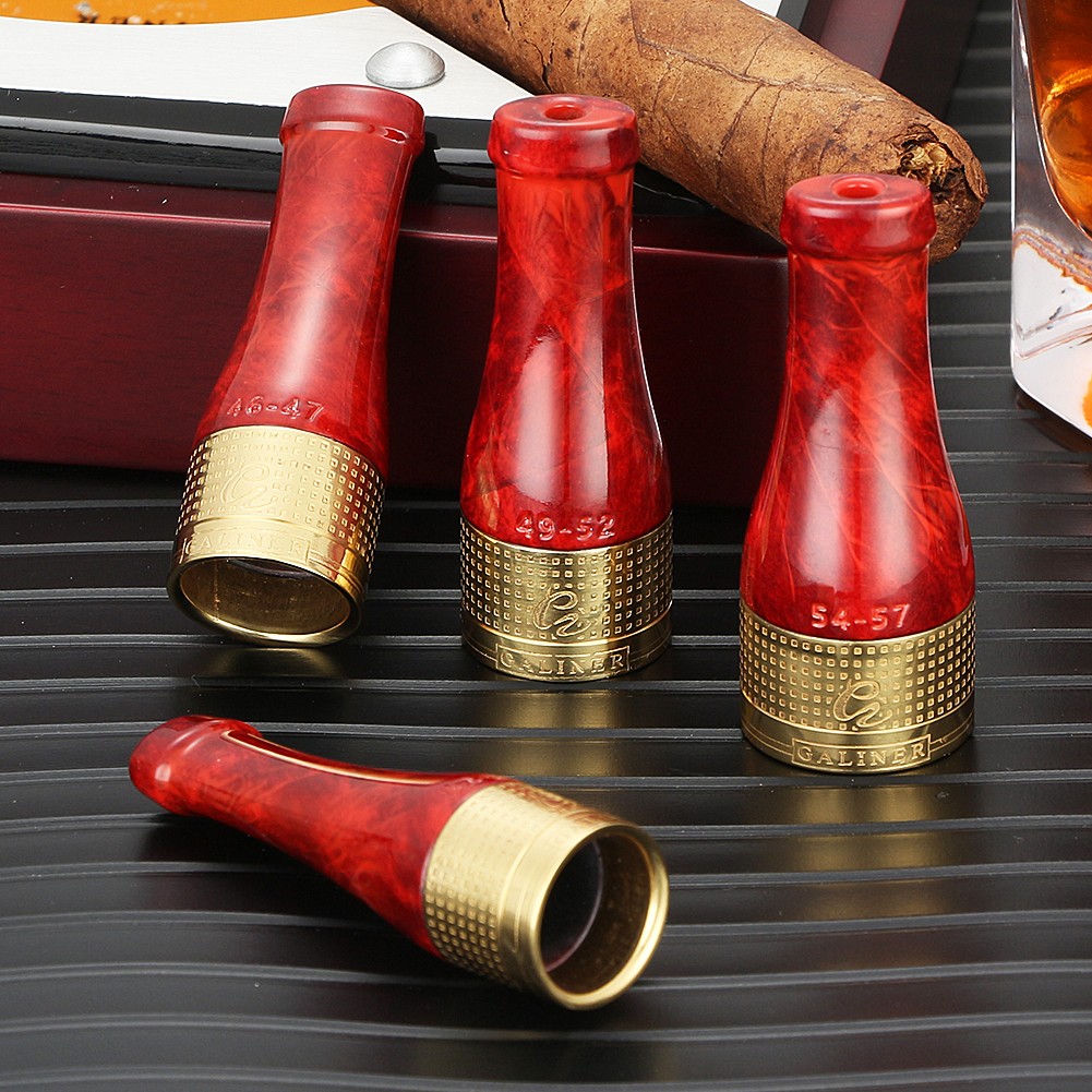 Galiner Golden Pure Copper Cigar Holder Mouthpiece Nozzle 4 Sizes With Gift Box