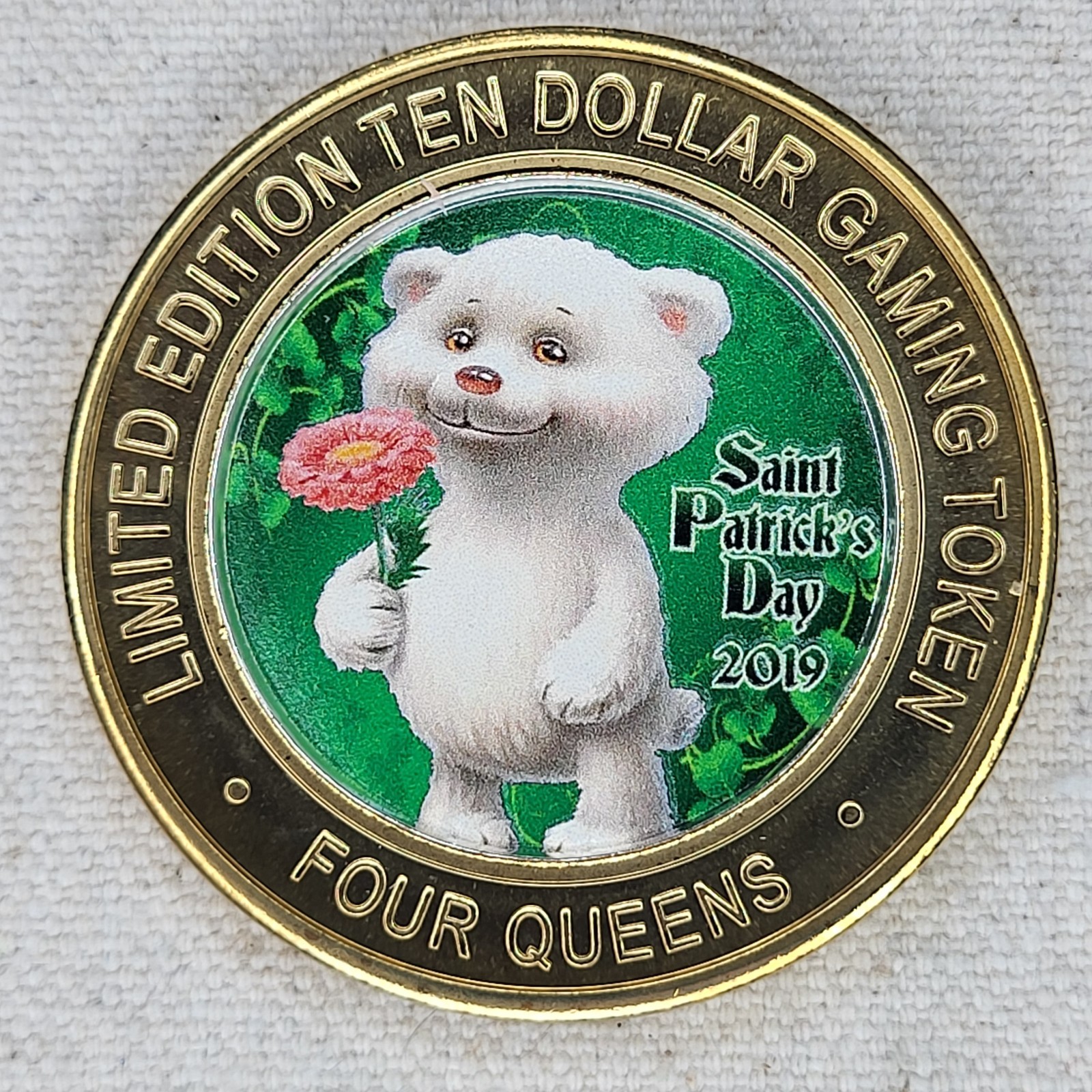 2019 Four Queens Silver Strike $10 St Patrick\'s Day Lucky Bear .999 Limited