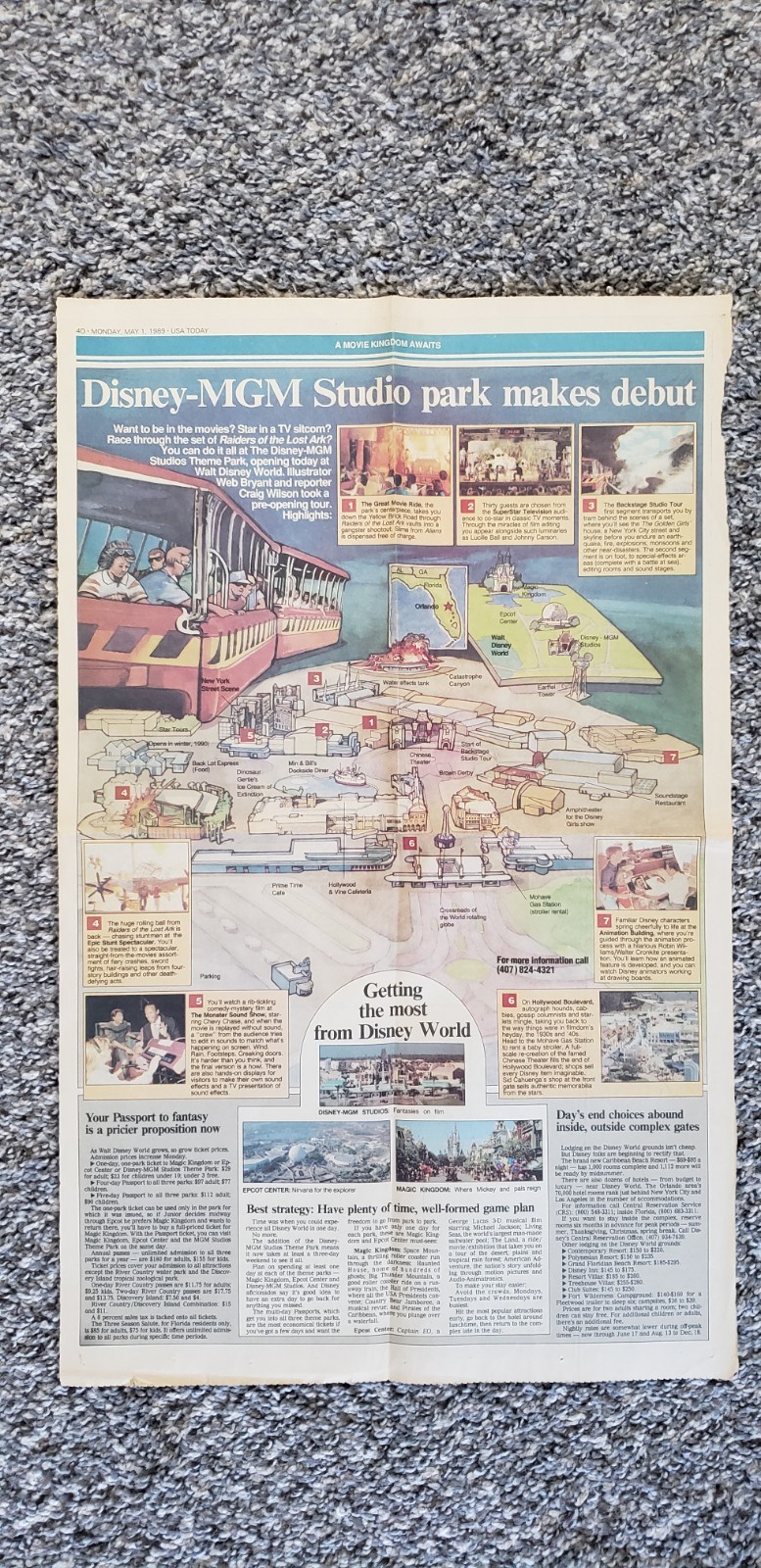 Rare Disney's MGM Studios Debut Newspaper Heading (1989 Edition)