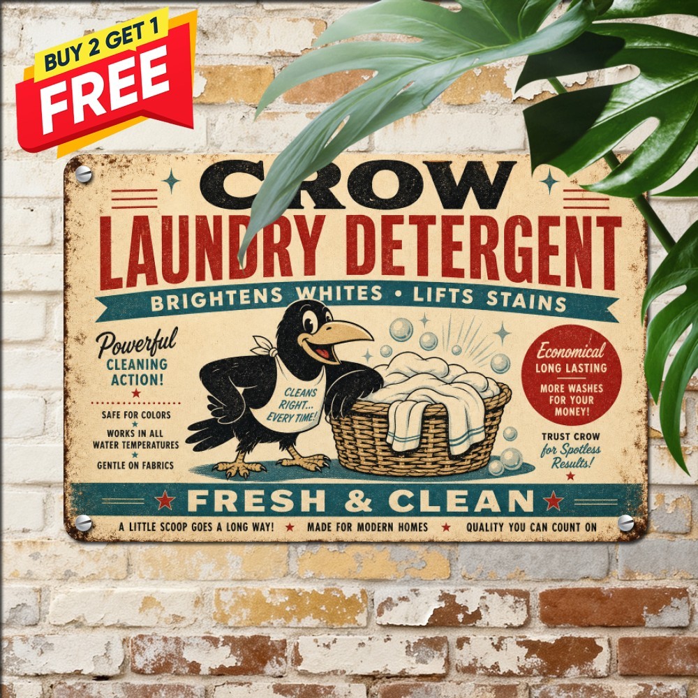 Country Farm Olde Crow Laundry Soap Detergent Ad Vintage Metal Tin Sign 8x12