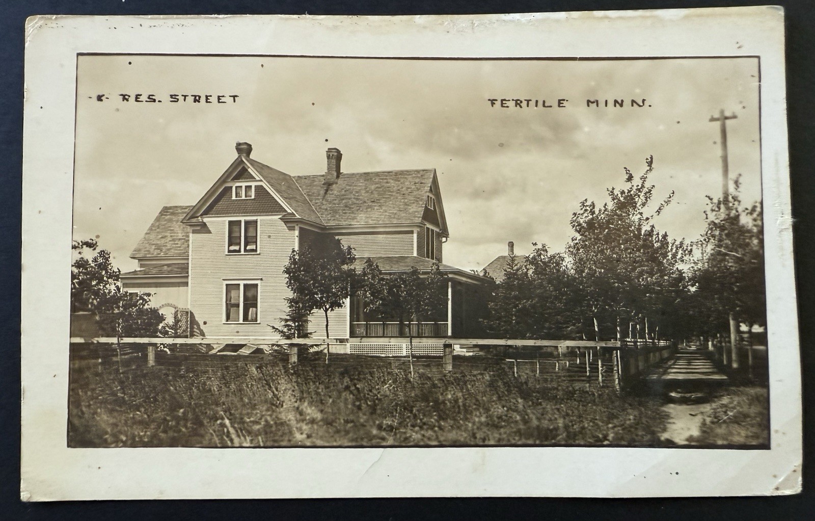 Fertile, Minnesota c.1912 Real Photo Old Historic Home Postcard Posted