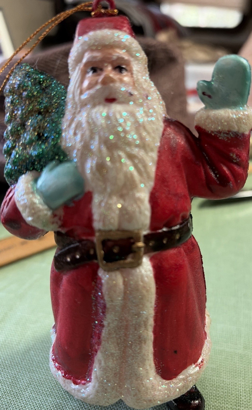 Vintage Silvestri Santa Ornament Hand-Painted & Molded Father Christmas 1980s