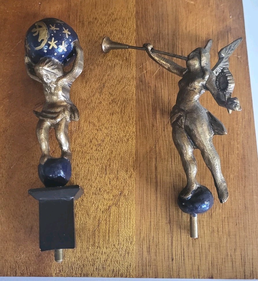 Vintage Dutch Frisian Staartklok Clock Finials Atlas & Trumpet Angel 6
