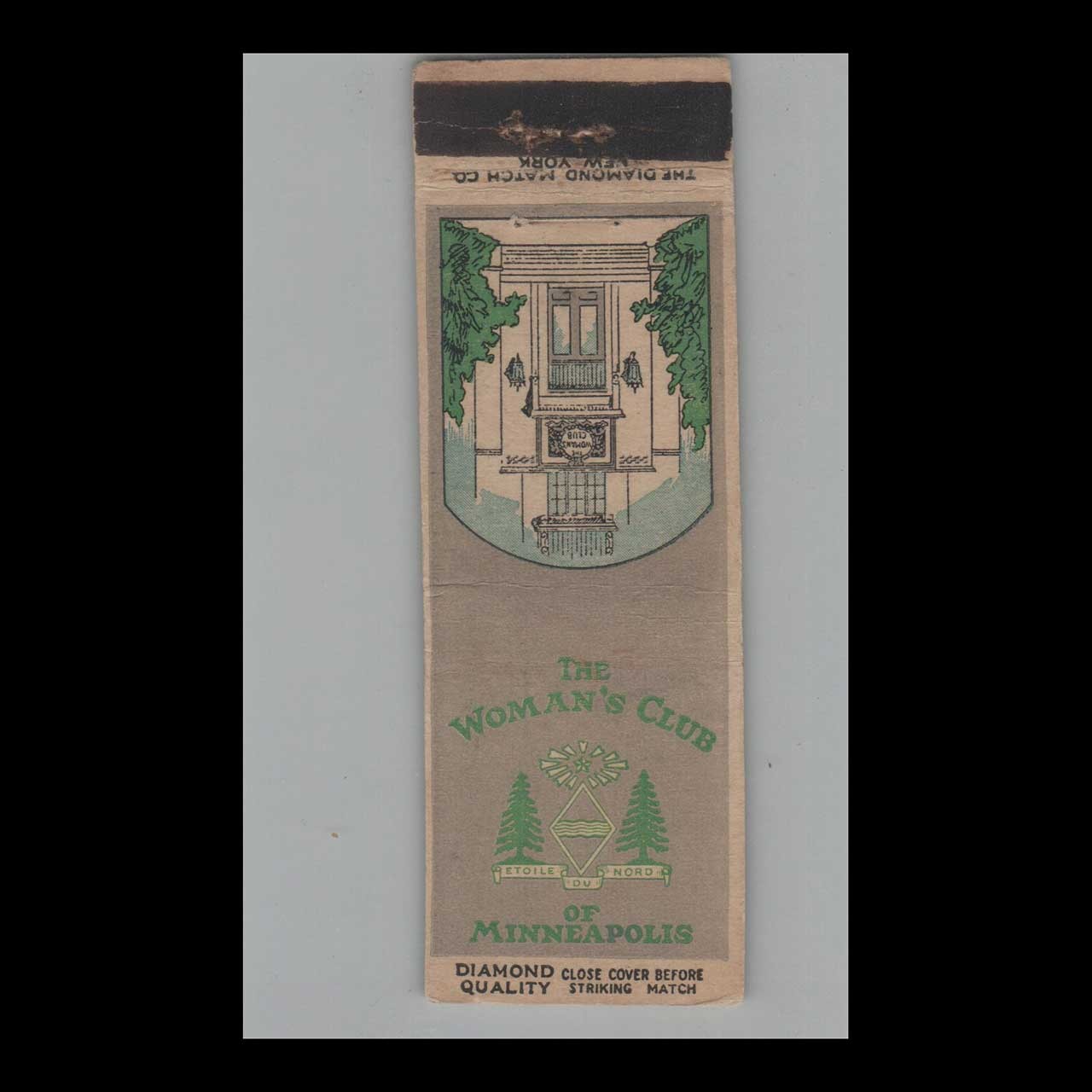 1930s Matchbook Cover Diamond Quality The Woman's Club Minneapolis MN