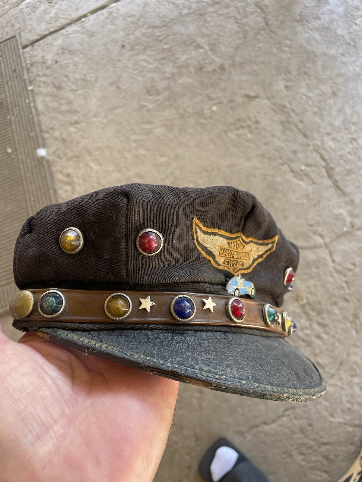 Vtg 1940s 50s Harley Davidson Rider Cap Hat Brando Antique Motorcycle Indian