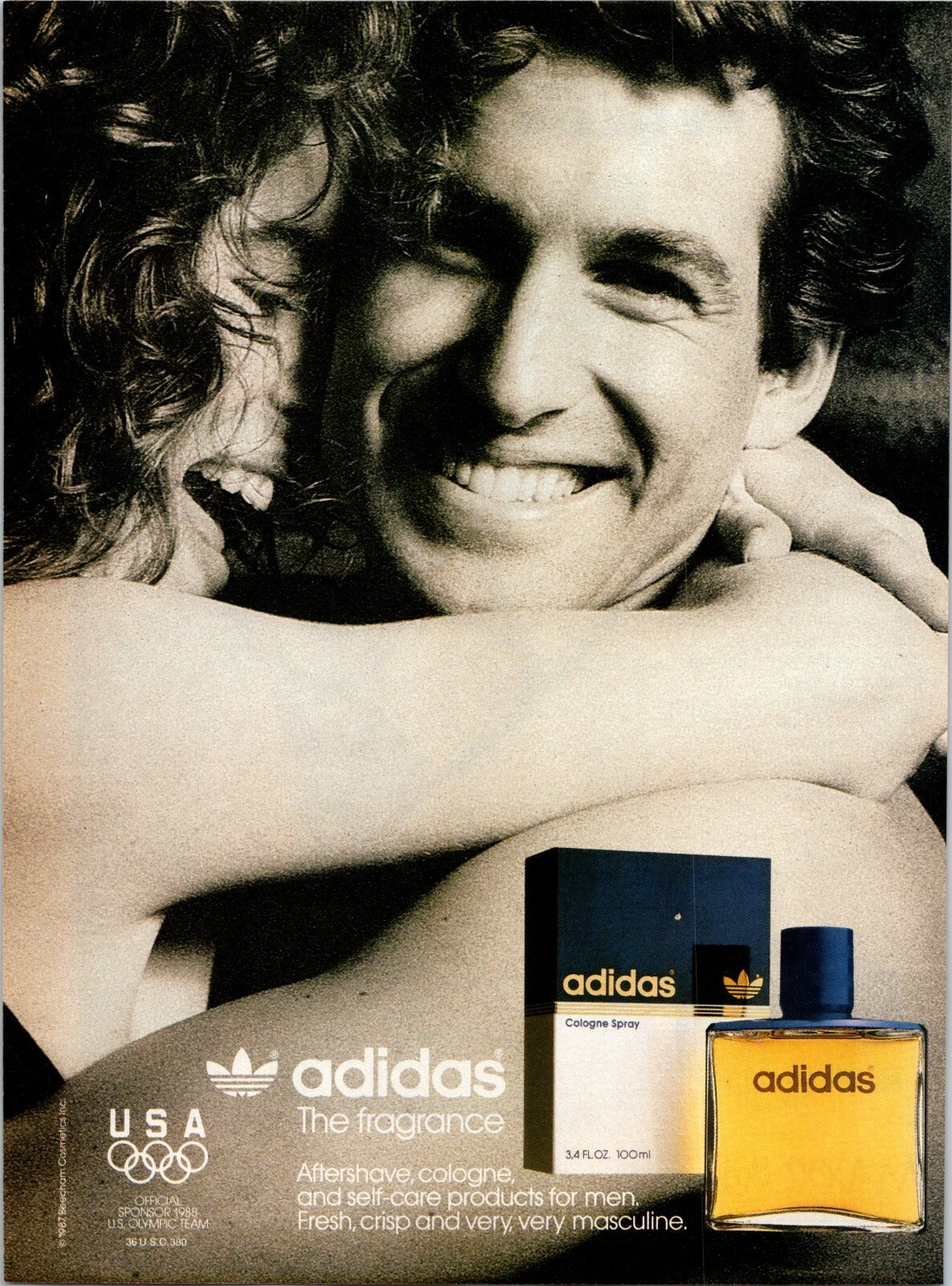 VINTAGE 1988 ADIDAS MENS COLOGNE PRINT AD VINTAGE 1988 ADIDAS MENS COLOGNE PRINT AD