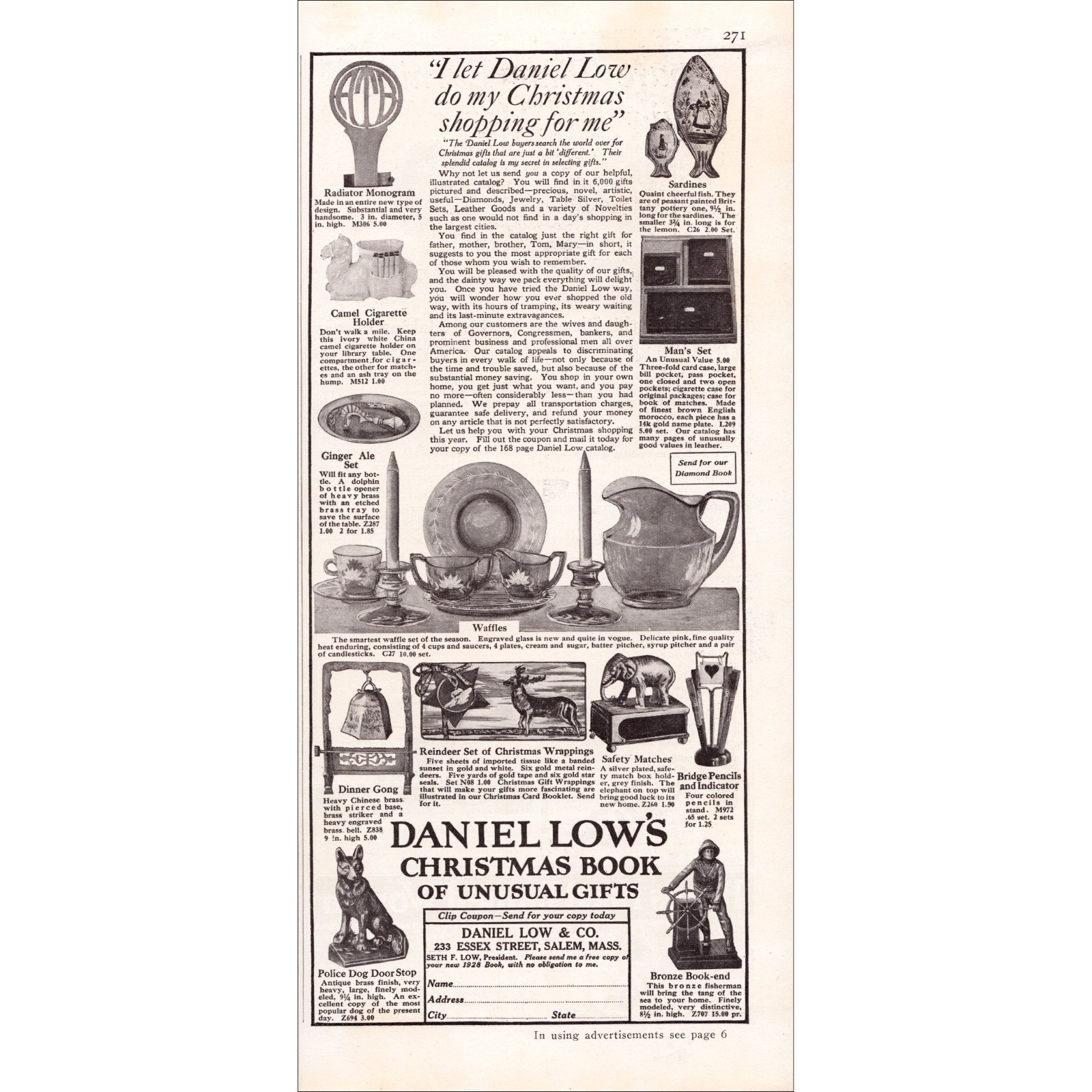 1927 Daniel Low’s Christmas Book of Unusual Gifts Original Vintage Print Ad